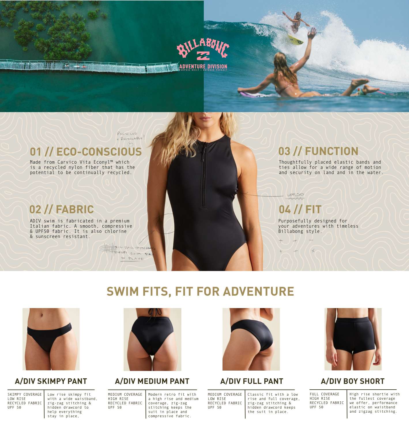 A Div One Piece Swimsuit for Women Billabong